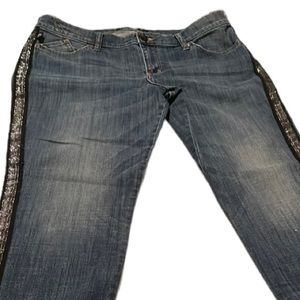 Rock & Republic size 14 blue straight skinny with stripe on outside leg